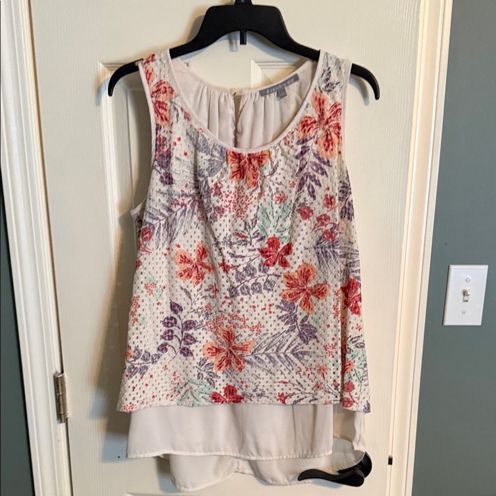 Daniel Rainn Floral Sleeveless Blouse - Red and Purple
